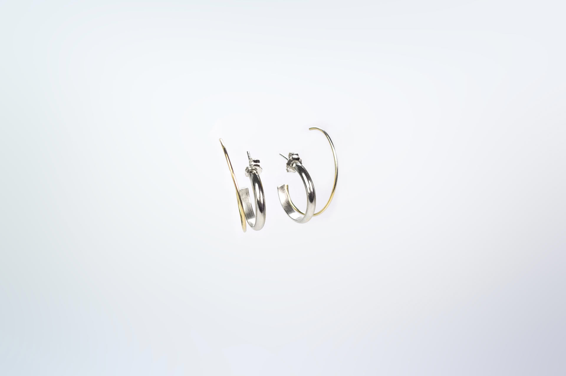 Hattari double hoops in silver and gold plated silver