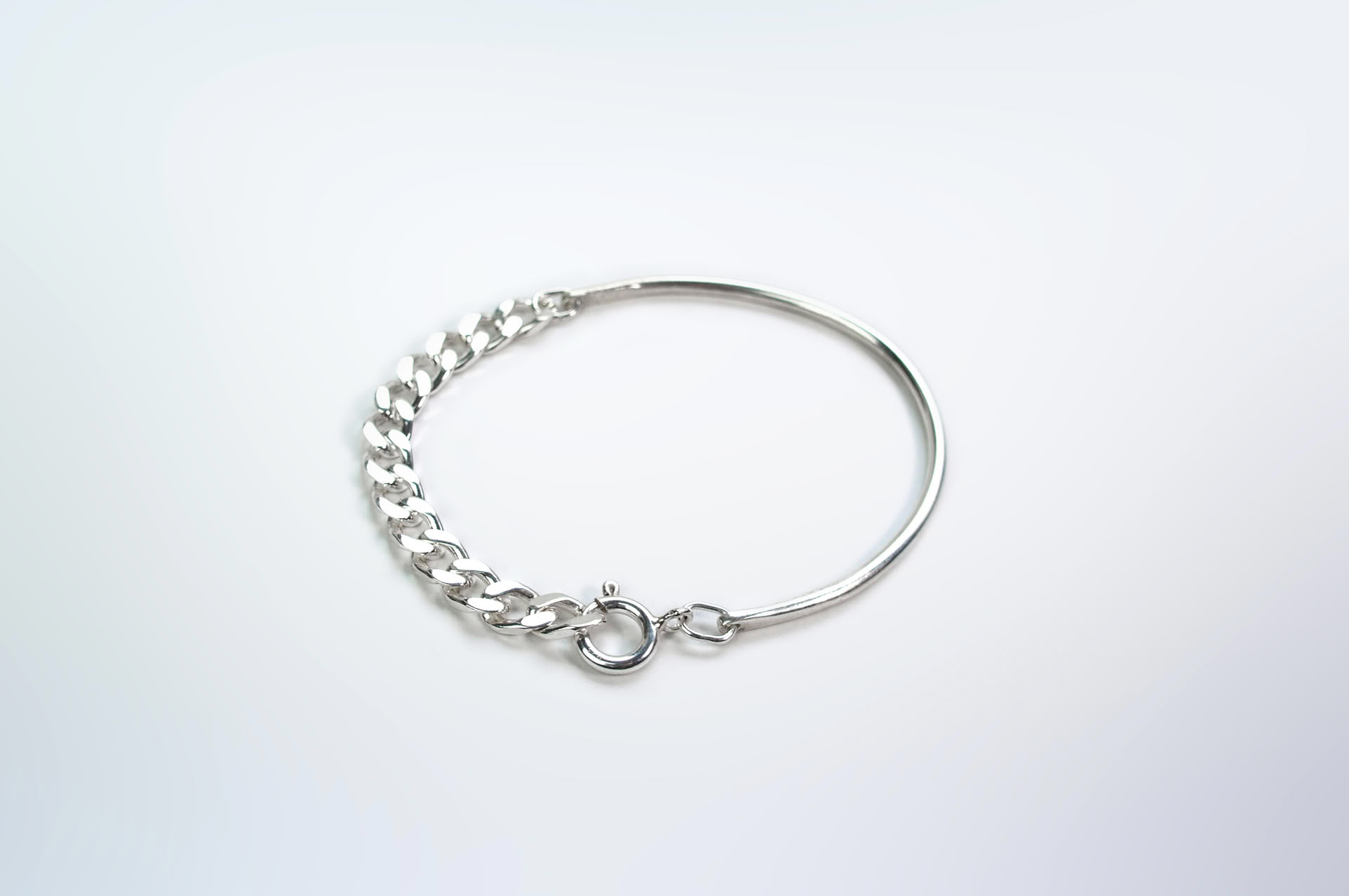 Ikkan silver bracelet, half chain half wire