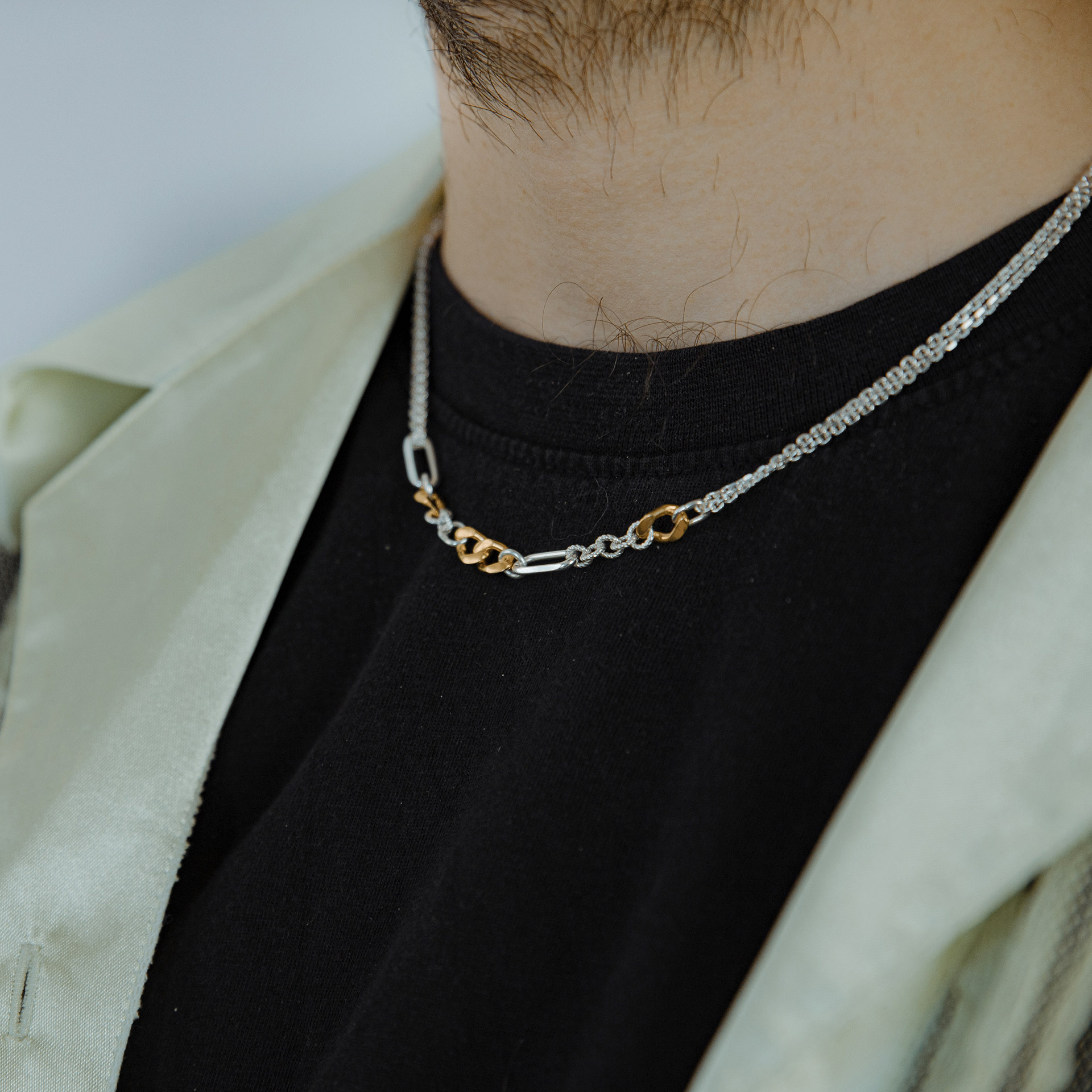 Ikkan necklace in sterling silver with some gold plated links